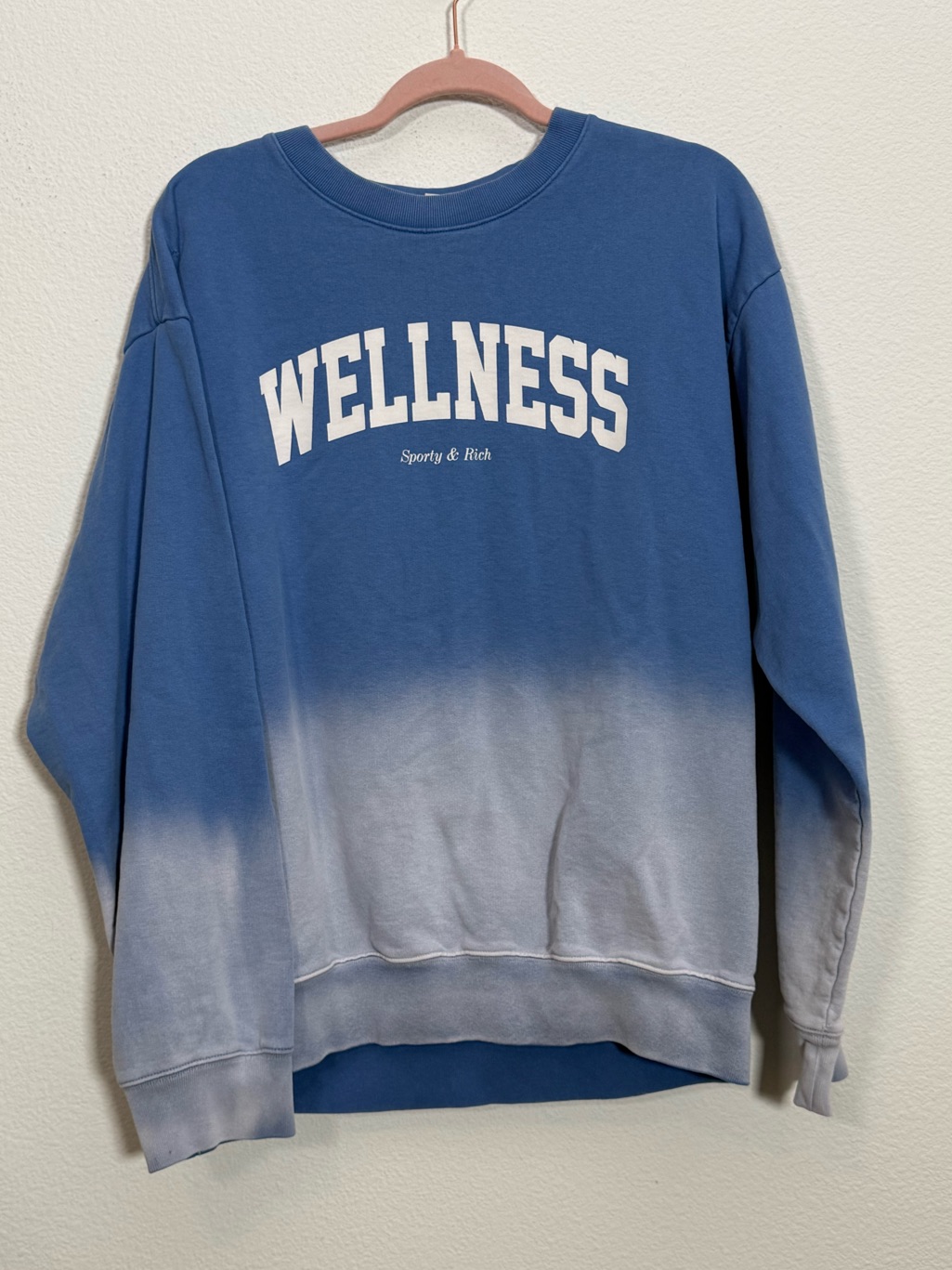 Sporty & Rich Wellness Blue Ombre Sweatshirt Crewneck Pullover Luxury Athleisure